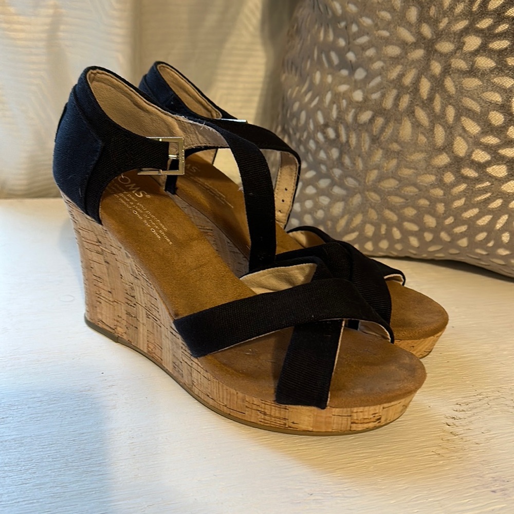 TOMS Black wedge heel